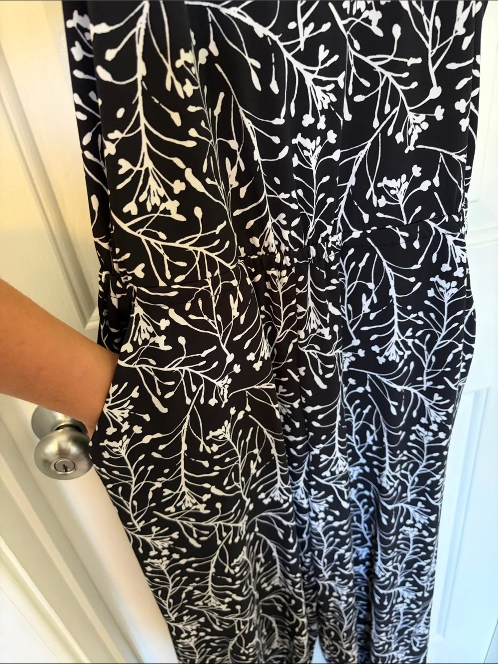 Black & White Floral Halter-like Jumpsuit